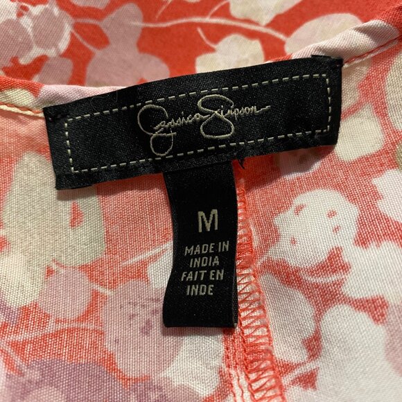 Jessica Simpson Blouse Womens Medium Floral Print Boho Peasant Top - Picture 4 of 9